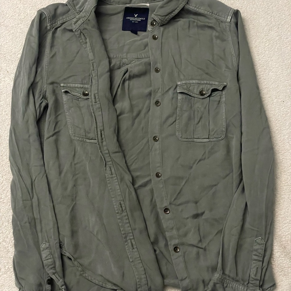 olive green boyfriend button up
